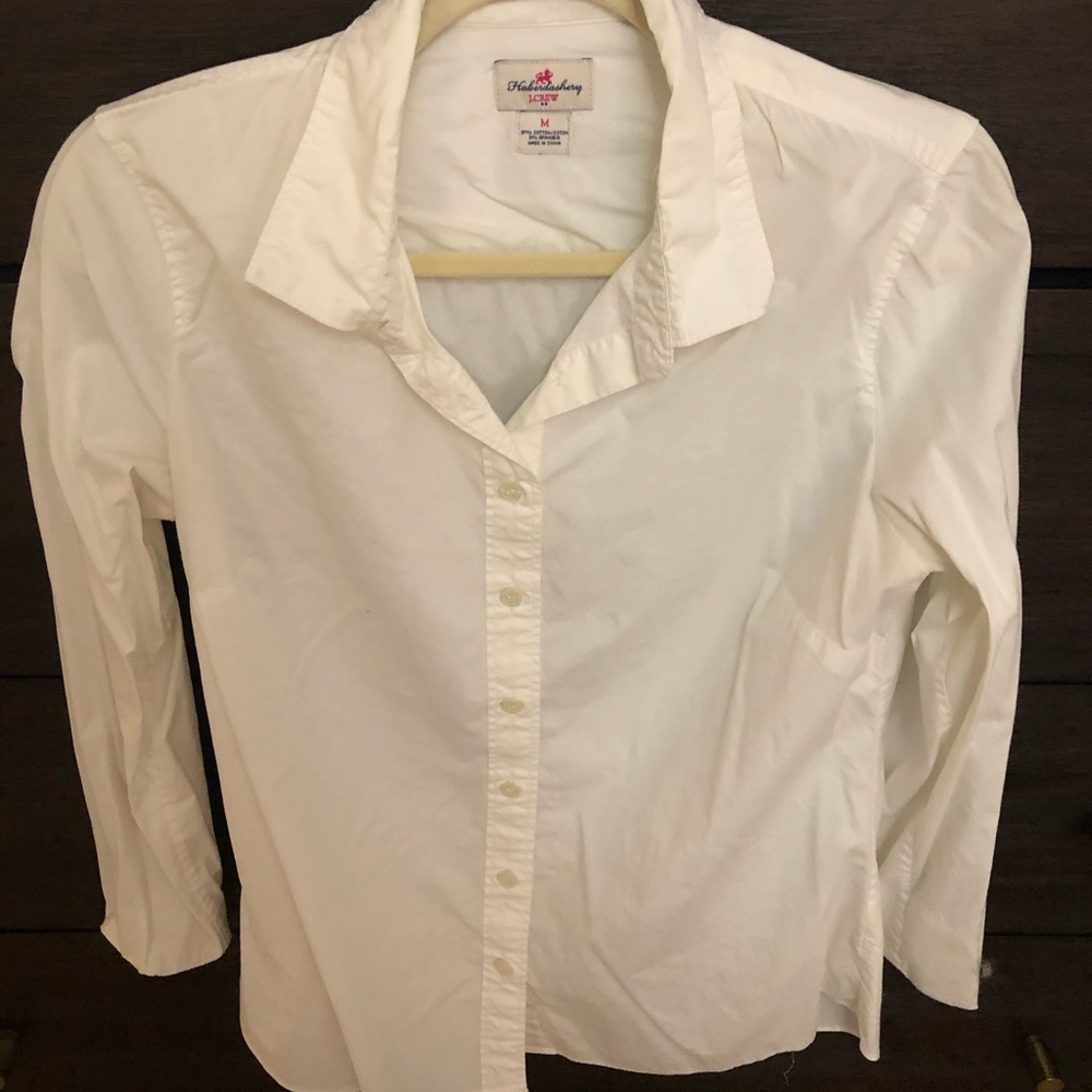 J Crew White Cotton Button Up